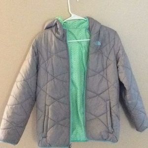 Reversible girls north face puffer jacket